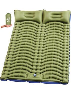 Cozy Double Camping Sleeping Pad with Pillow & Foot Pump - Lightweight
